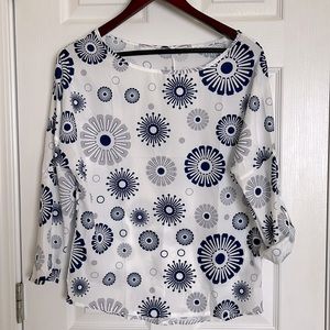 Size S, Blue, gray and white blouse
